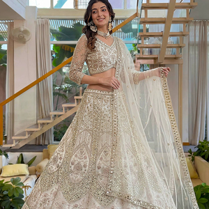 Ramdev Trading Women's Lehenga Choli Dupatta Vintage Traditional Style Butterfly Net Embroidery Regular Length Party Wear - Product Image 1