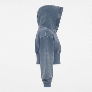 New Arrivals Custom Logo Women's Cropped Hoodie Long Sleeve Solid Color Asymmetric Knitted Sweatshirt Autumn Casual Wear - Product Image 4