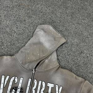 Rexfit Sports Hooded <b>Zipper</b> <b>Sweatshirt</b> Unisex Regular Fit 100% Cotton Rhinestone Streetwear Autumn Wear - Product Image 3