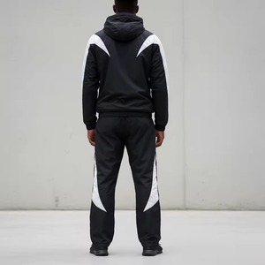 Ensemble de survêtement 2 pièces OEM en coton, coupe ample, avec logo personnalisé, bicolore, imprimé, pour l'hiver, style jogging, color block - Product Image 3