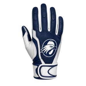Gants de football américain blancs et bleu marine pour receveur, avec grip en silicone premium, ajustement flexible, logo personnalisé, fermeture auto-agrippante pour tous - Product Image 2
