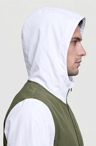 Chaqueta cortavientos con capucha para hombre/100% nailon/poliéster con cremallera completa y bolsillos laterales/Chaqueta cortavientos ligera e impermeable - Product Image 4