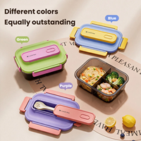 Boîte à lunch portable compartimentée, récipient alimentaire étanche, boîte de préparation de repas avec compartiment à couverts, conteneur de stockage alimentaire pour les repas