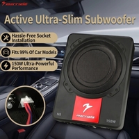 Subwoofer Aktif Ultra Tipis 8 Inch 150 Watt untuk di Bawah Jok Mobil, Speaker Audio Mobil 14.4V DC, Daya 150W RMS, Model Baru, Tebal 70mm