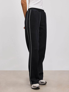 Custom Black Women's Piping <b>Track</b> <b>Jacket</b> & Pant 2 Pieces Women's Tracksuits Cotton Blend Breathable Streetwear Women Sweat Suit - Product Image 5