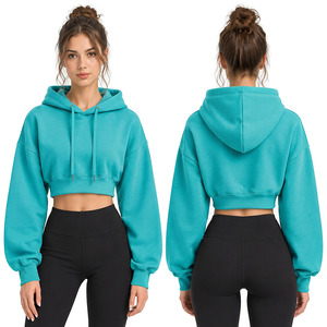Fabricant de sweats à capuche courts personnalisés pour femmes, fournisseur de sweats courts en gros, vêtements à marque privée pour la mode américaine, britannique et européenne - Product Image 6