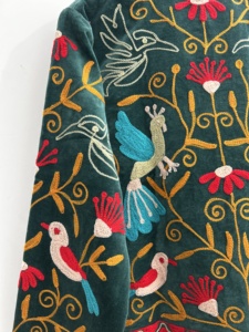 Vintage Finished Floral Embroidered Button Autumn <b>Winter</b> <b>Quilted</b> Canvas Banjara Jacket Eco-Friendly 100% Cotton Women's Workwear - Product Image 3