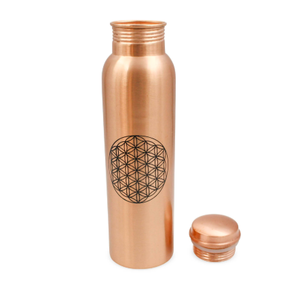 Antique Dark Bronze Finish Pure Copper Water <b>Bottle</b> With Fluted Ribbed Textured Grip Band Handcrafted Rustic Copper Water <b>Flask</b> - Product Image 6