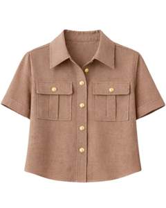 <b>Womens</b> Floral Printed Two Piece Co Ord Set <b>Short</b> Sleeve Button Shirt With Wide Leg <b>Cargo</b> Pants Multicolor Summer Outfit Casual - Product Image 1