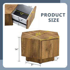 Table basse hexagonale en MDF de haute qualité avec tiroirs, design pratique et unique - Product Image 3