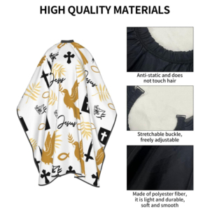 Harbor Industry - Nueva Llegada - Capa de Barbero con Logotipo Personalizado, Servicio OEM, MOQ Bajo, Antiestática, Hebilla Ajustable, Estampado de Cruz de Jesús - Product Image 6