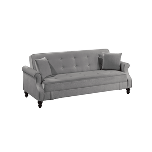 Divano Letto Contemporaneo 1 Pezzo in Tessuto Grigio Bruciato Regolabile con Contenitore Imbottito, Schienale Trapuntato e Cuscini per Soggiorno e Uso Futon - Product Image 4