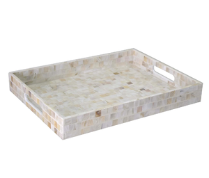 Bandeja Redonda con Incrustaciones de Nácar y Hueso, Asa de Acrílico, Artesanía Nueva, Hecha a Mano, Moderna, Multifuncional, Tamaños Personalizados - Product Image 3