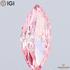 Diamant de laboratoire cultivé CVD de 2,00 carats, taille marquise, couleur rose vif fantaisie, clarté VVS2, certificat IGI, pour bague de mariage personnalisée - Product Image 4
