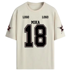 Maillot de football américain à col rond, manches courtes, unisexe, pour adultes, avec numéros d'équipe imprimés, en coton blanc, vêtements de sport - Product Image 1