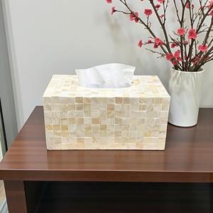 <b>Mother</b> of Pearl Tissue Box Holder for Tabletop Desk Jewelry Makeup Bathroom Living Room Decorative and Gift Use From India - Product Image 5