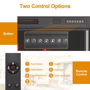 Chimenea Eléctrica Empotrable de 36 Pulgadas con Calentador de 1500W, Control Remoto, 7 Colores de Llama Ajustables, Bajo Nivel de Ruido-12 f - Product Image 6