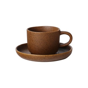 Creative brown colored <b>ceramic</b> <b>mug</b> with saucer perfect for promotional gifts and custom branding - Product Image 2