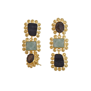 Pendientes Colgantes de Piedras Multicolores Chapados en Oro, Joyería de Moda Contemporánea Semipreciosa para Mujer, Venta al Por Mayor - Product Image 3