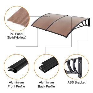Tettoia Moderna per Porte e Finestre, Copertura Antipioggia per Applicazioni Domestiche - Marrone e Nero, Staffa X 100 - Product Image 4