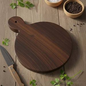 Planche à découper et à servir en bois massif réutilisable, écologique, épaisse et rustique, avec poignée, pour la cuisine - Product Image 3