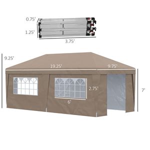 Tendone Pop-up Marrone 3x6m Regolabile in Altezza con Pareti Laterali, Sacchi Zavorra per Gambe e Borsa con Ruote per il Trasporto - Product Image 3