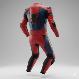 Combinaison de course moto en cuir Spider-Man faite à la main • Tenue de motard cosplay - Product Image 6