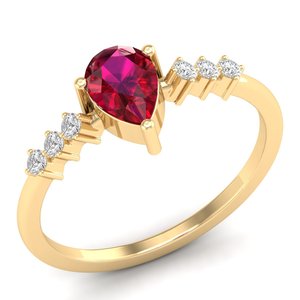 REYES Luxurious 925 Sterling Silver GRA Certified Moissanite <b>Rings</b> For Women <b>Dainty</b> Pear Cut 0.75 Carat Ruby Gemstone Jewelry - Product Image 2