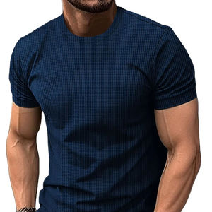 T-shirt à manches courtes pour homme, coupe classique, col rond, 100% coton, respirant, décontracté, rayé, jersey tricoté, 320g, blanc - Product Image 6
