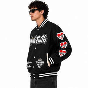 Wholesale 100% Wool Lettermen Varsity <b>Jackets</b> for <b>Men</b> Premium Leather Stand Collar Front Windproof Quick Dry Custom Latest - Product Image 4
