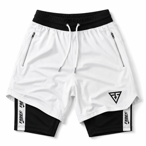 Pantalones Cortos Deportivos 2 en 1 para Hombre con Bolsillos con Cremallera, Secado Rápido, Transpirables, para Gimnasio, Entrenamiento, con Forro de Compresión - Product Image 6