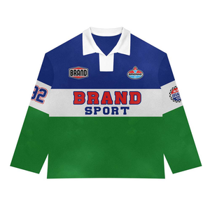 Women Rugby Shirt 240 GSM Polyester Cotton Blend Panel Design <b>Red</b> Sleeves Custom Sublimation Print Logo women's Shirt Cotton - Product Image 3