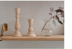 Porte-bougies non finis, porte-bougies classiques en bois non peint de style rétro, décorations de mariage 6,88 x 2,48 / 1,96 - Product Image 2