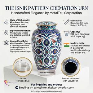 Unique Turkish Design Metal Cremation <b>Urn</b> Handcrafted <b>Large</b> Memorial Ash Jar Durable Decorative Funeral <b>Urns</b> Human Ashes & Decor - Product Image 5