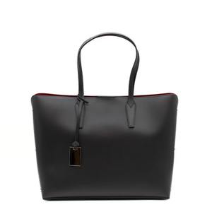 Sac fourre-tout vintage en cuir véritable noir pour femme, intérieur rouge, sac à bandoulière, grand sac de travail structuré, sac de voyage avec fermeture éclair - Product Image 2