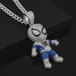 Spider Man <b>Iced</b> Pendant Moissanite 925 Sterling Silver Gold Plated Superhero Jewelry Marvel <b>Fans</b> Hip Hop Mens Urban Street - Product Image 5