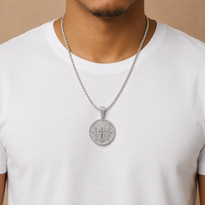 Baguette Cut Diamond Iced Charm Pendant Sterling <b>Silver</b> Moissanite Hip Hop <b>Necklace</b> for Men's Party Gift - Product Image 3