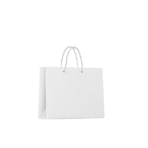 Bolsas de Papel Kraft Impresas en Flexografía Blancas, Desechables, Reciclables, Resistentes a la Grasa, de Excelente Calidad, de 50-130 GSM, con Asas Cuadradas Retorcidas - Product Image 1