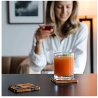 Ensemble de sous-verres en bois et résine époxy solide faits à la main de luxe, réutilisables, absorbants, pour tasses à café, décoration de la maison, imperméables, écologiques