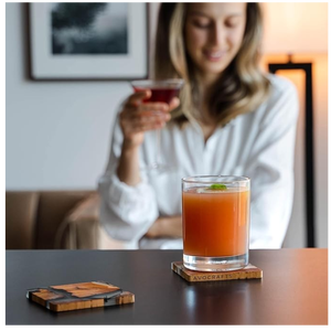 Luxury <b>Epoxy</b> Resin Wood Coaster Set Reusable Absorbent <b>Coffee</b> Mug Coasters Home Decor Waterproof Eco-Friendly Washable Wedding - Product Image 4