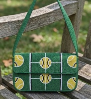 Sac à bandoulière artisanal perlé, design étoile de football, personnalisé, écologique, tendance, pour le jour du match, étoiles et ballons