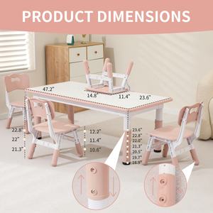 <span class=keywords><strong>Mesa</strong></span> de <span class=keywords><strong>Estudio</strong></span> Escolar de Plástico Moderna Multifuncional SINKIPA, Venta al por Mayor de Fábrica, 4 Sillas, Altura Ajustable, para Dormitorio - Product Image 2