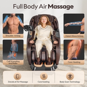 Fauteuil de massage de luxe en gros, zéro gravité, corps entier, électrique, Shiatsu, pétrissage, avec rails chauffants, étirement thaïlandais, IA - Product Image 6