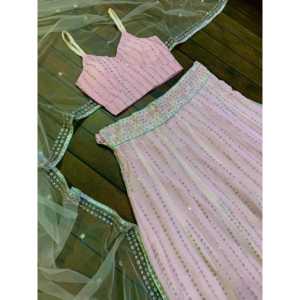 Desgaste de rendimiento de diseñador Lehenga Choli elegante para fiestas con secuencia y trabajo Zari - Product Image 1