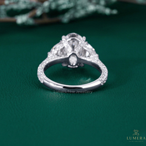 Three Stone Lab Grown Diamond Bridal <b>Ring</b> 9K 10K 14K 18K Solid Gold Custom Fine Jewelry Engagement <b>Ring</b> for Women - Product Image 6