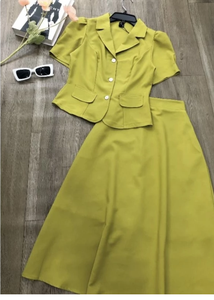 Conjunto de Blazer Delgado y Vestido Floral para Mujer, Tallas M-4XL, Nuevo Traje Casual de Otoño, Chaqueta y Falda Midi de Dos Piezas, Antiarrugas, Terciopelo Francés - Product Image 4