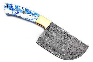 Couteau à découper artisanal en acier Damas – Lame à motif en acier à haute teneur en carbone – Manche en résine et laiton – Vente en gros OEM - Product Image 3