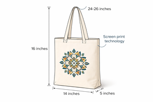 Sac fourre-tout en toile écologique 16x14x5 pouces avec imprimé géométrique, sac de courses réutilisable en coton, logo personnalisé, vente en gros - Product Image 4