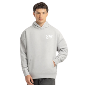 Sweat à capuche unisexe gris clair surdimensionné avec logo personnalisé, en molleton 100 % coton épais, coupe décontractée, style streetwear, vente en gros - Product Image 4