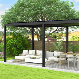 Pérgola de Aluminio con Techo de Láminas, Estructura de Acero con Recubrimiento en Polvo, Rectangular, para Jardín o Patio Trasero - Product Image 5